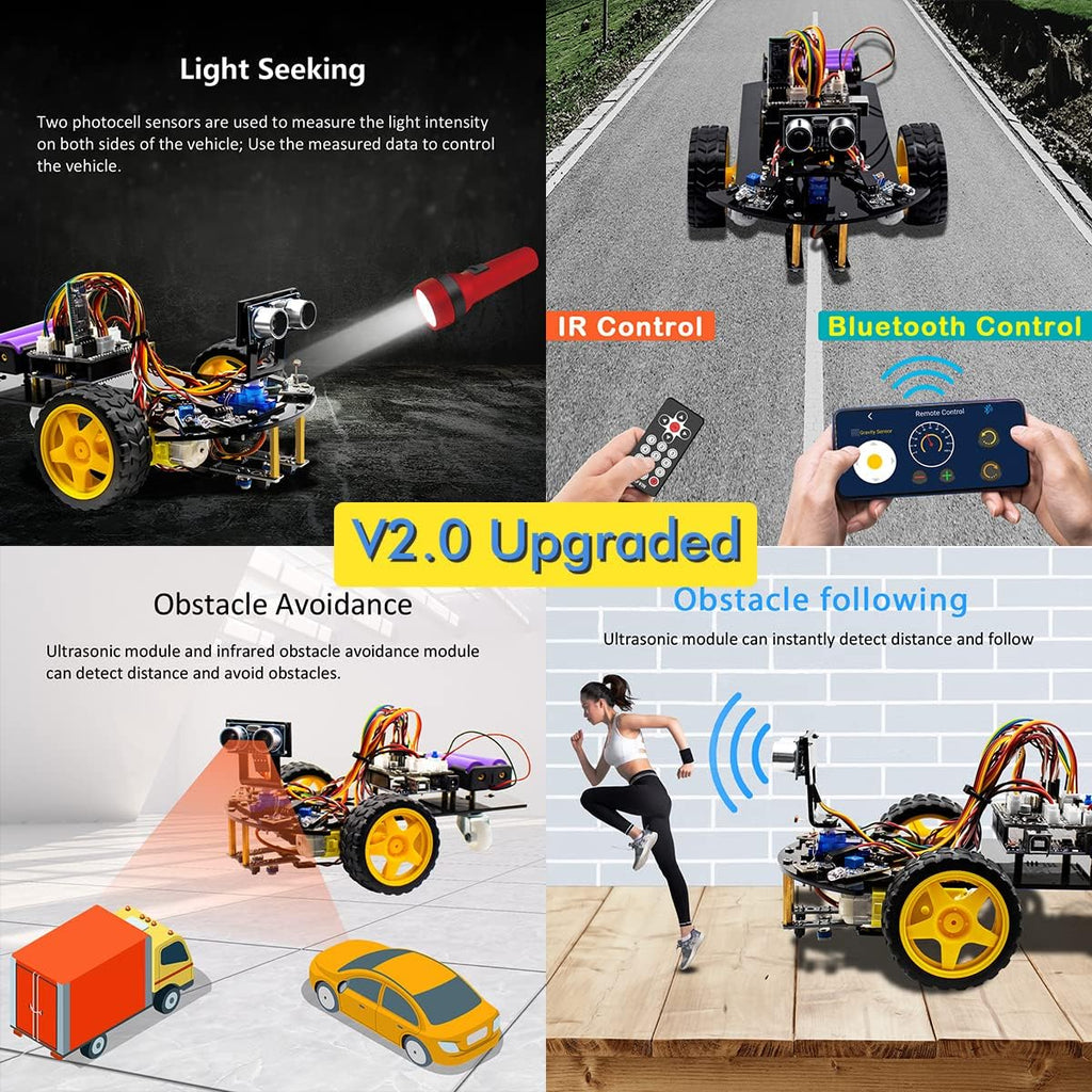 Smart Robot Car 2WD Chassis Kit V2 with Ultrasonic Module E171048