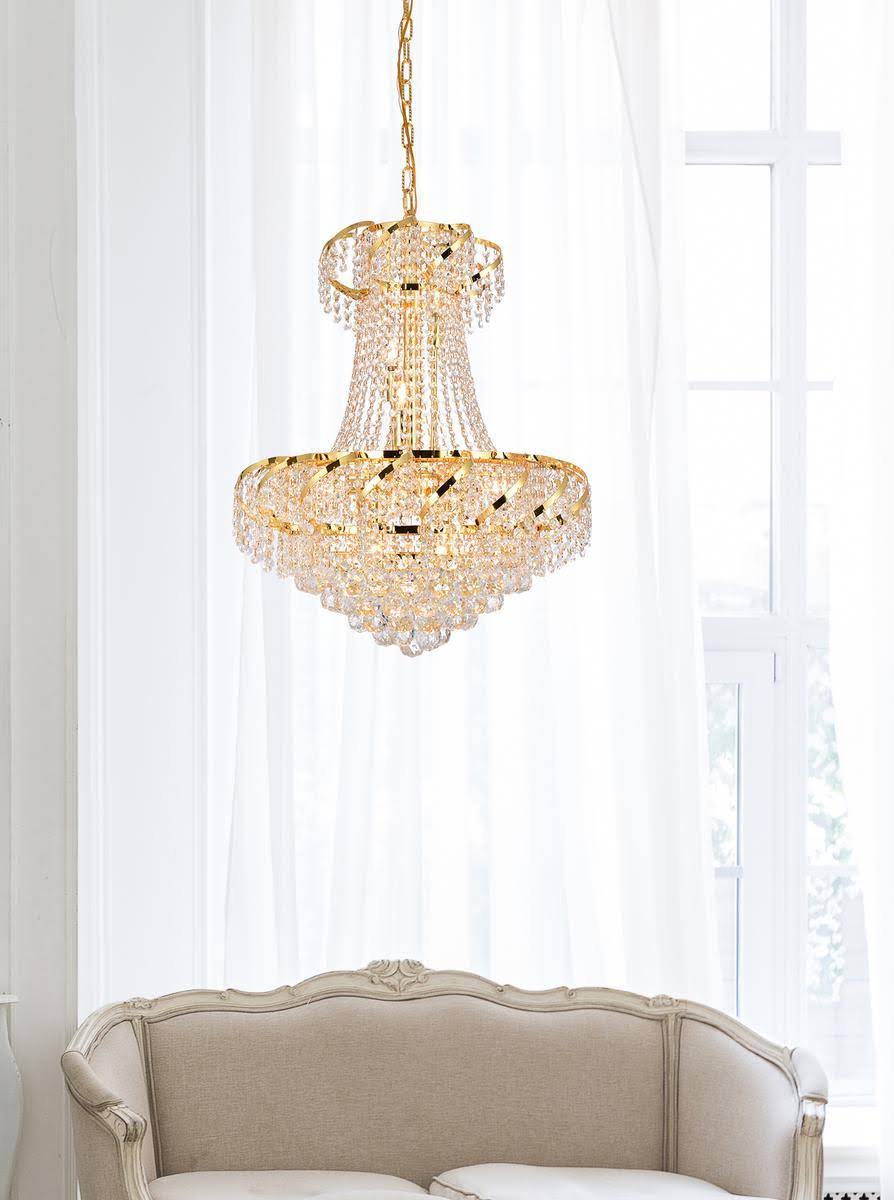 11 Light Gold Chandelier Clear Crystal E8508