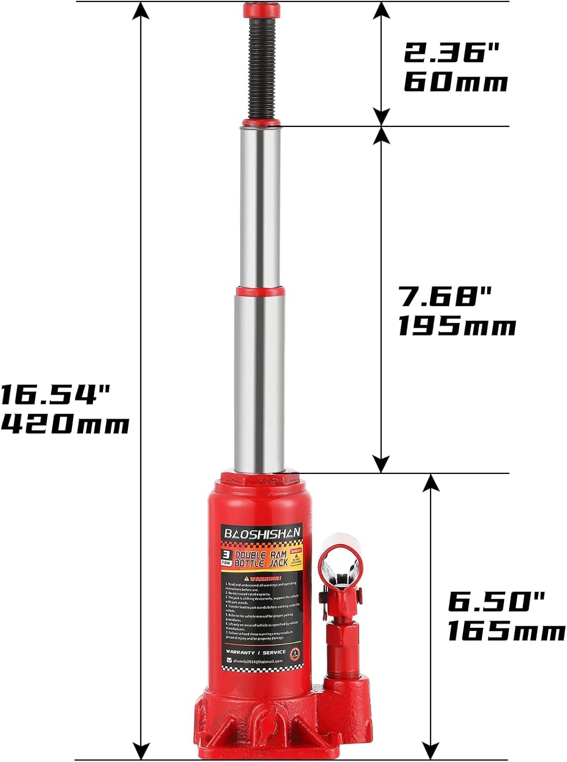 3 Ton Double Ram Bottle Jack with Carrying Case Pack of 2 G269