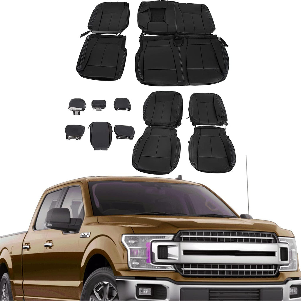 Black Synthetic Leather Seat Covers for Ford F150 Super Crew O214