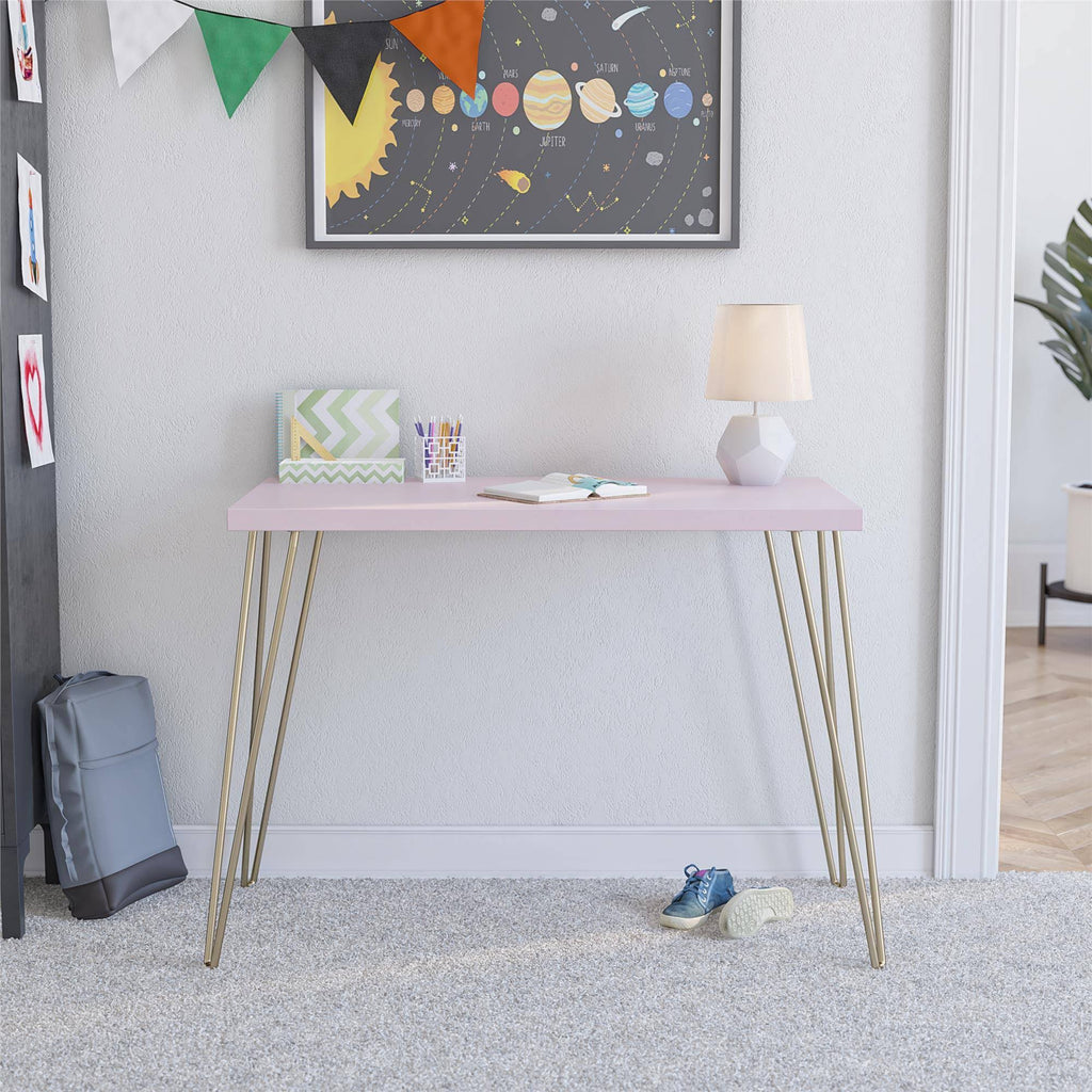 Retro Computer Desk Pink/Gold W644467