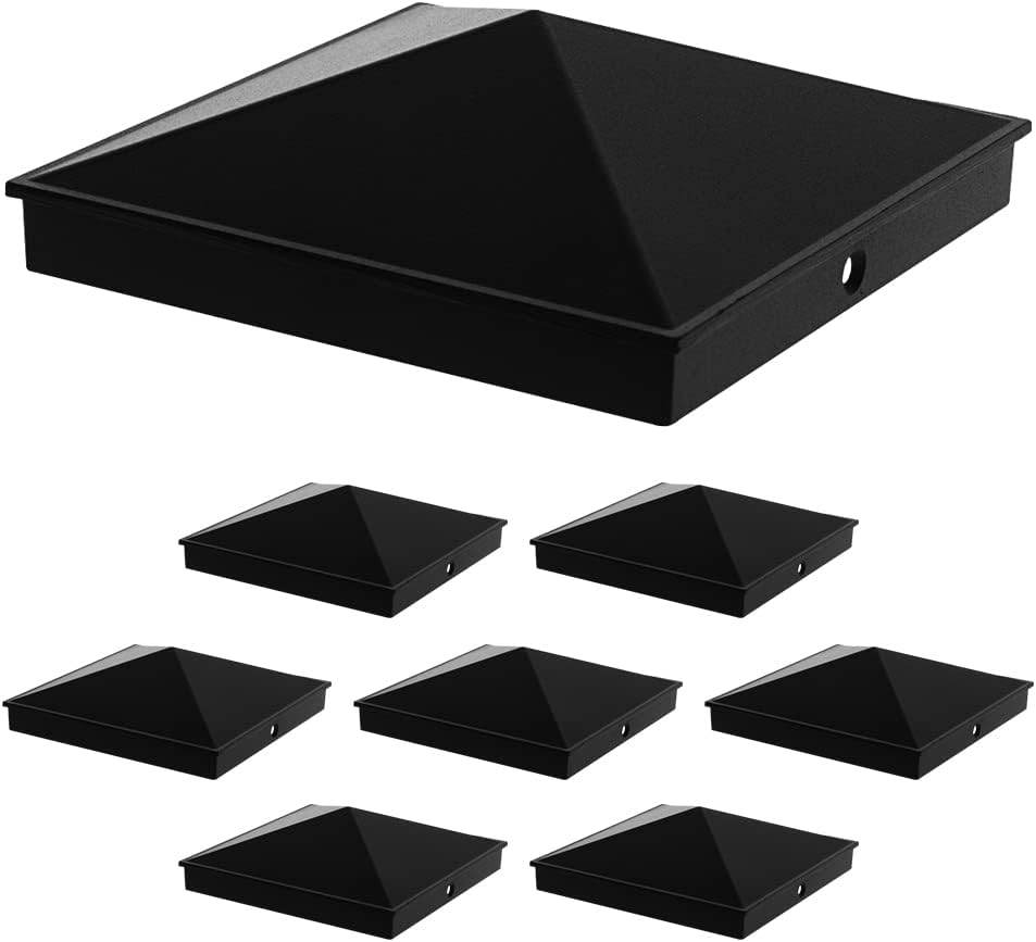 Black 8 Pack Aluminum Pyramid Post Cap Cover J345