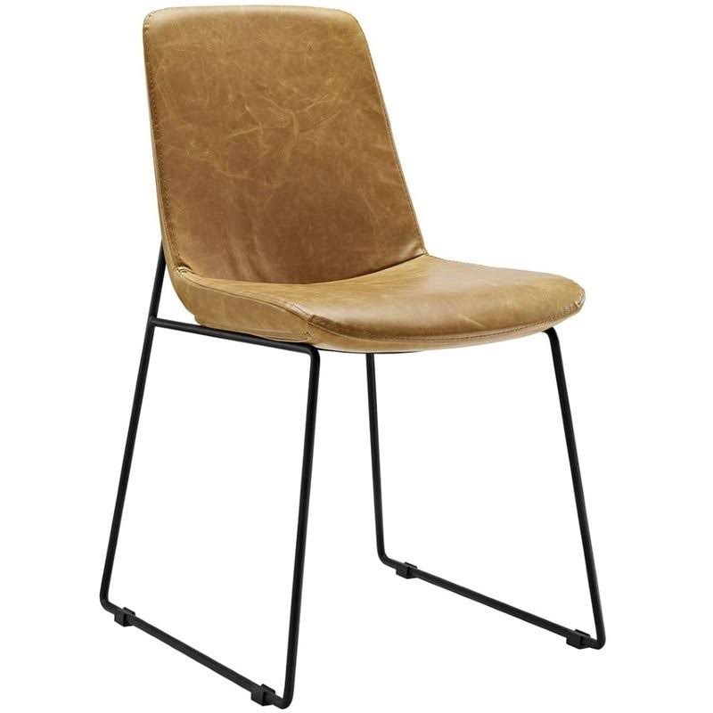 Tan Faux Leather Dining Side Chair F2047
