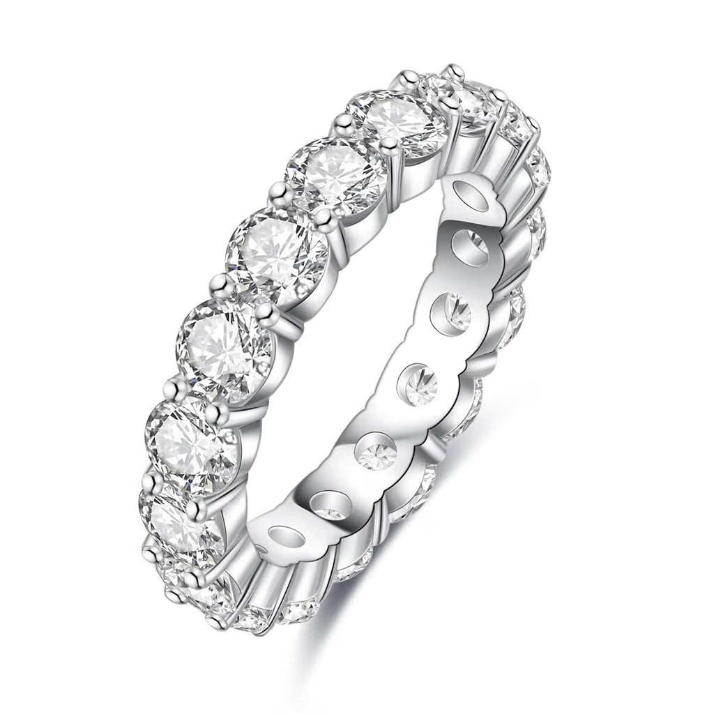 4.8 Cart Moissanite Eternity Ring D Color VVS1 925 Sterling Silver Wedding Band Ring I1370