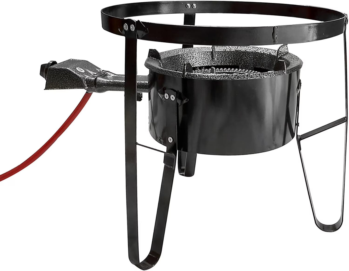19" Tall Stand Combo Cooker Outdoor Stove Portable High Pressure Gas Patio Deep Fry BBQ with Hose Q645866