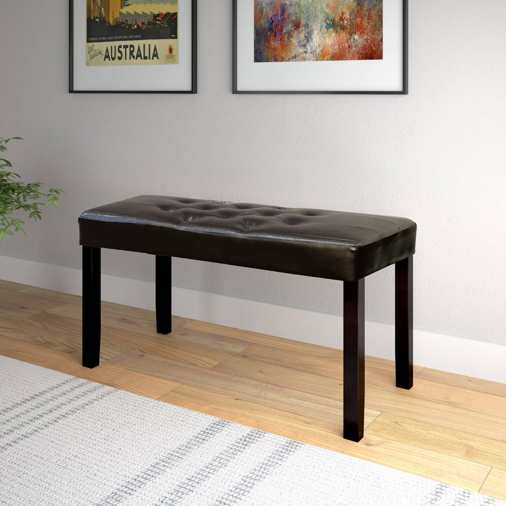 Red Leatherette Bench S17281