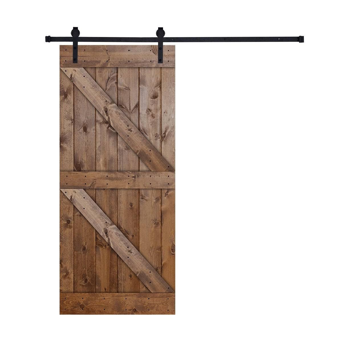 Paneled Wood Barn Door with Installation Hardware Kit Y80665