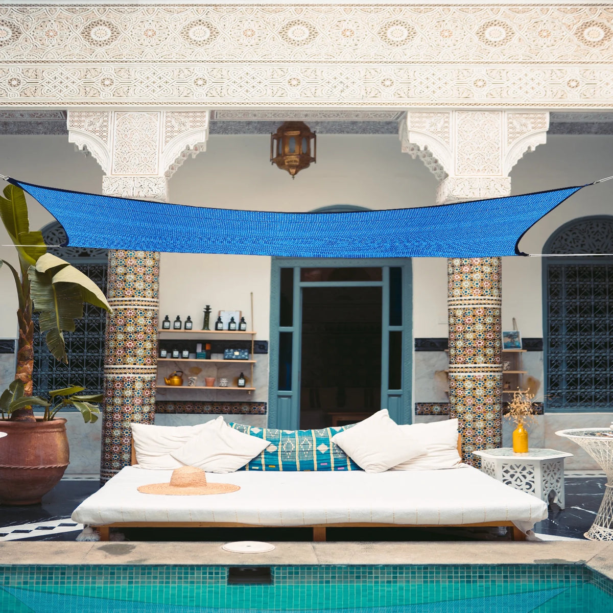 Rectangle Sun Shade Sails 6'x 10' Blue G228548