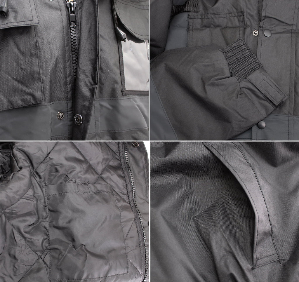 Mens Black High Visibility Water Resistant Reflective Work Jacket Z45383