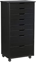 Black Eight Drawer Wood Rolling File Cabinet Storage Cart M33042