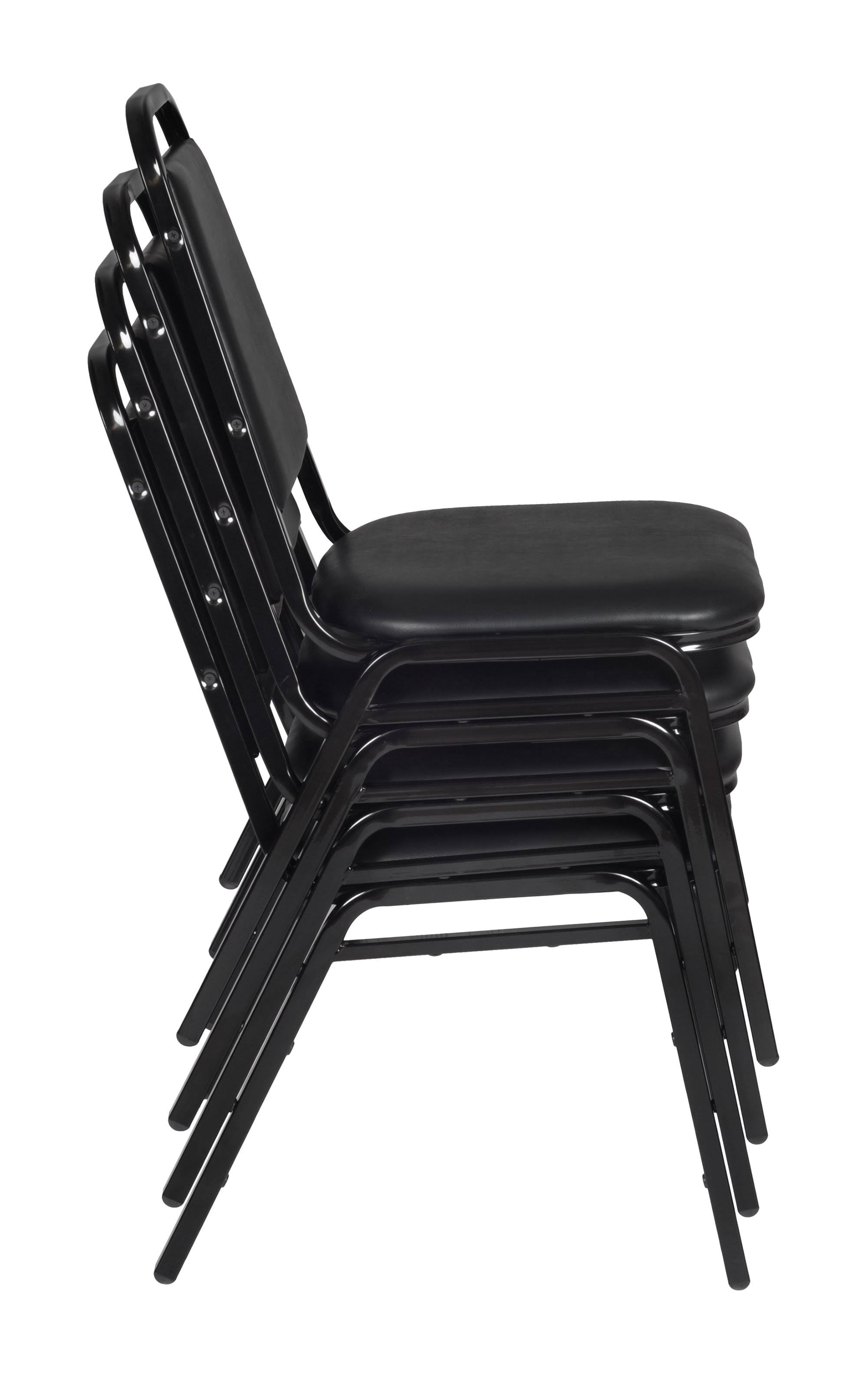 30x22 Round Breakroom Table Grey and 4 Restaurant Stack Chairs Black X48136