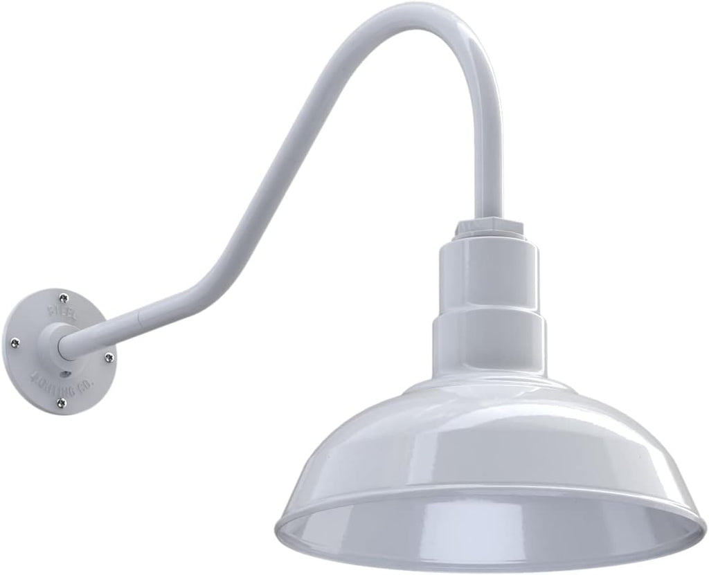 Black Outdoor Wall Mounted Barn Light with 12 inch Dome and 11 inch Straight Arm A701352