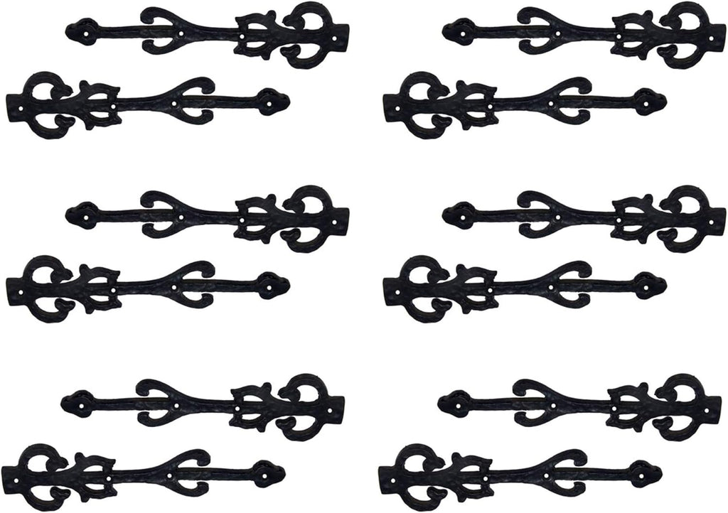 10.9 Inch Antique Cast Iron Strap Hinge Fronts (8 Pack, Black Powder Coated) X2258