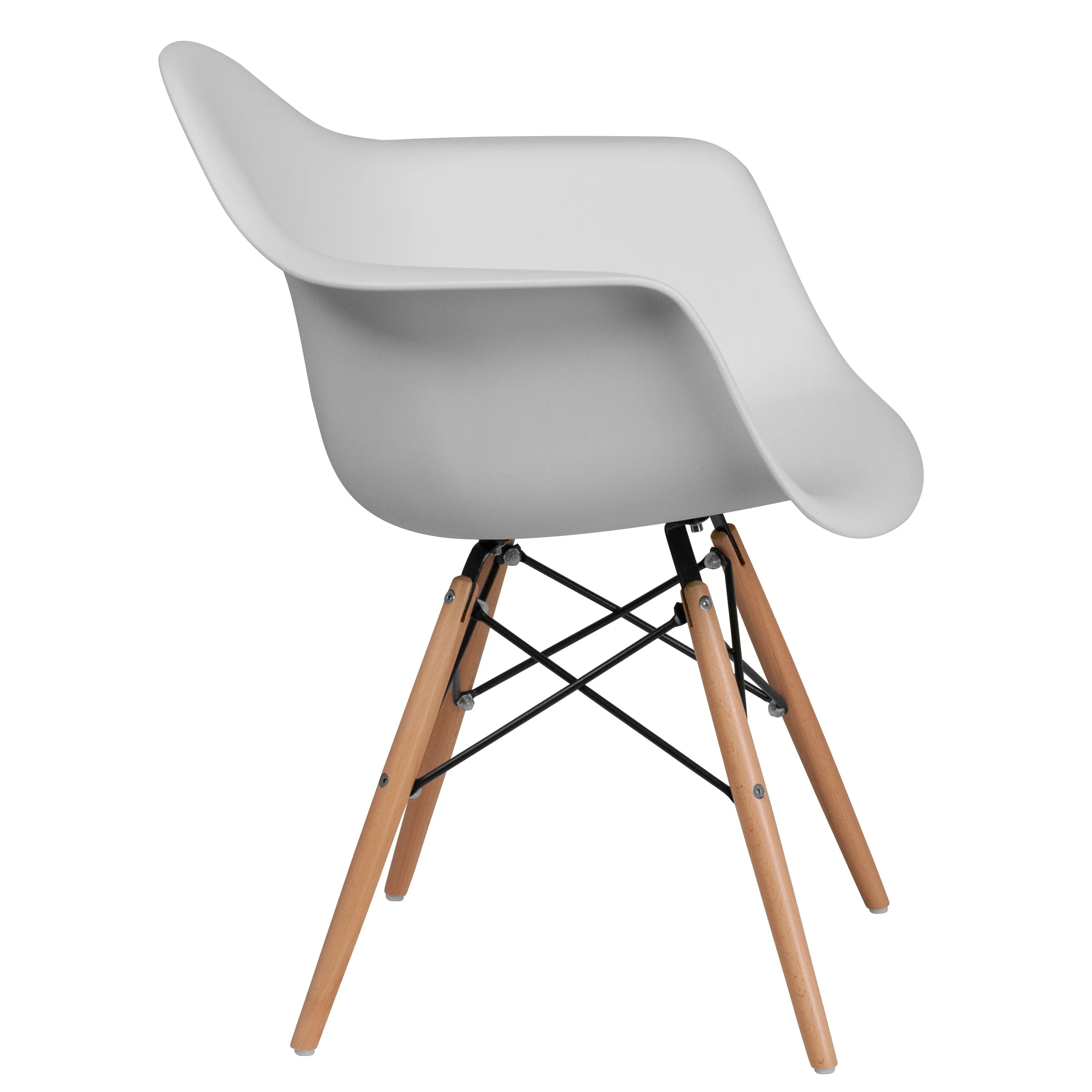 White Arm Chair with Wood Legs Q338