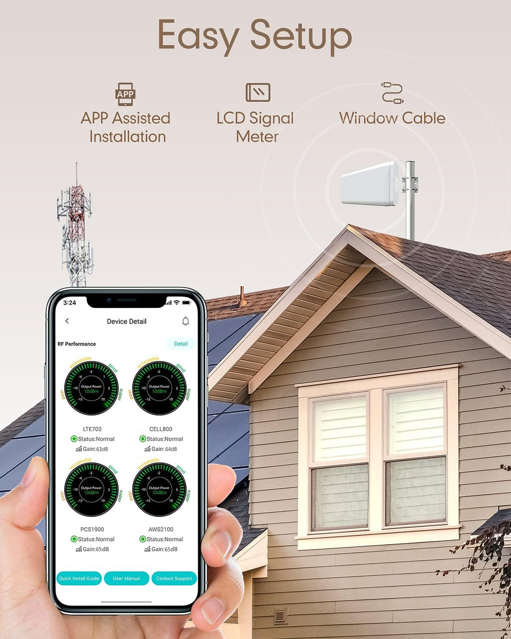 Cell Phone Signal Booster with 2 Indoor Antennas U8290