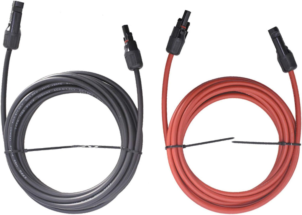 Black + Red 10 Gauge Solar Panel Extension Cable with Connector Pack of 2 A75327