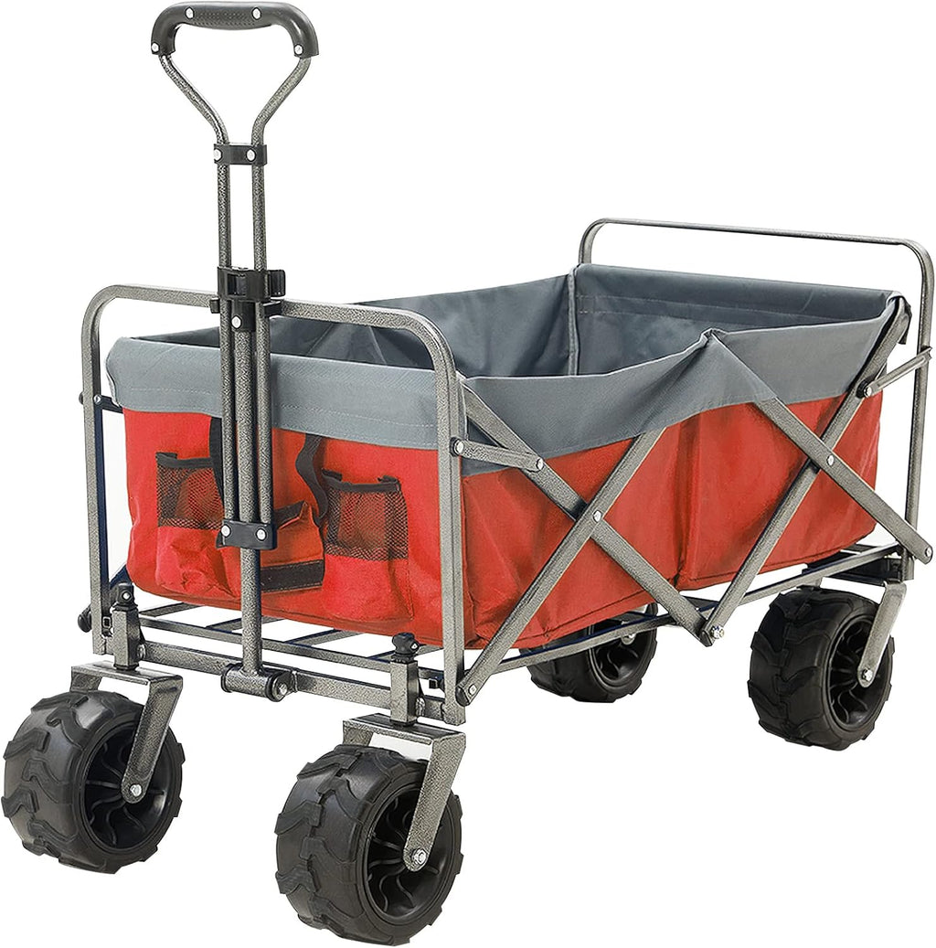 Red & Grey Collapsible Utility Wagon Cart with Wheels O685