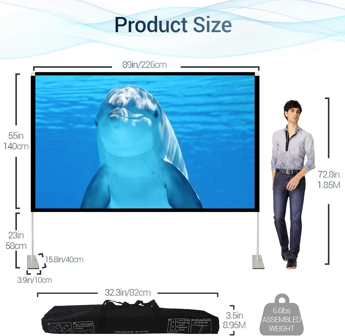 100 inch Portable Projector Screen with Stand and Carry Bag E292