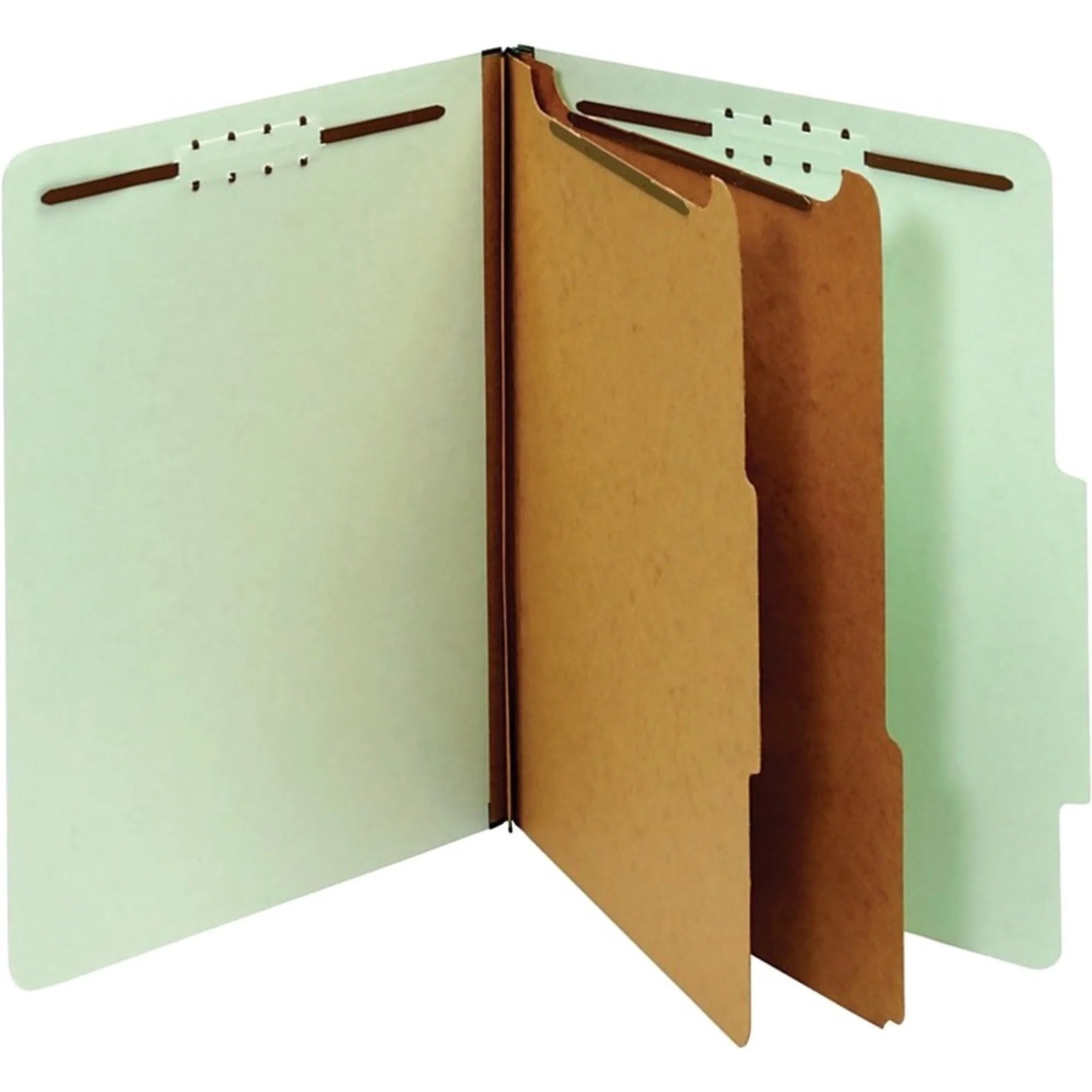Light Green 10 pk Pressboard Classification Folders With Fasteners Y81144