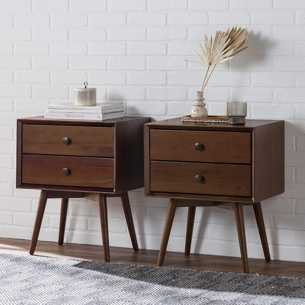 Caramel 2-Piece 2-Drawer Solid Wood Nightstand Set Q643