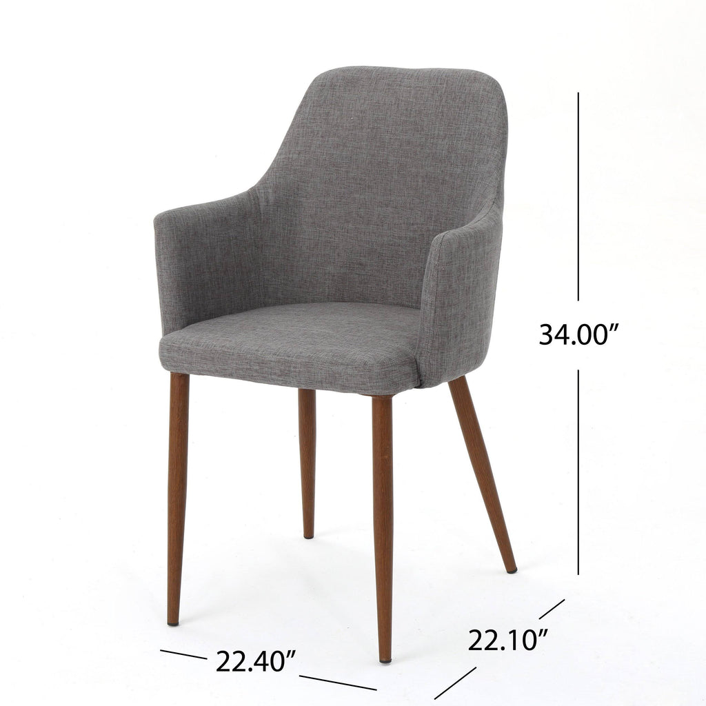 Muted Orange Fabric Dining Chair with Light Brown Wood Finished Metal Legs, Set of 2 W97981