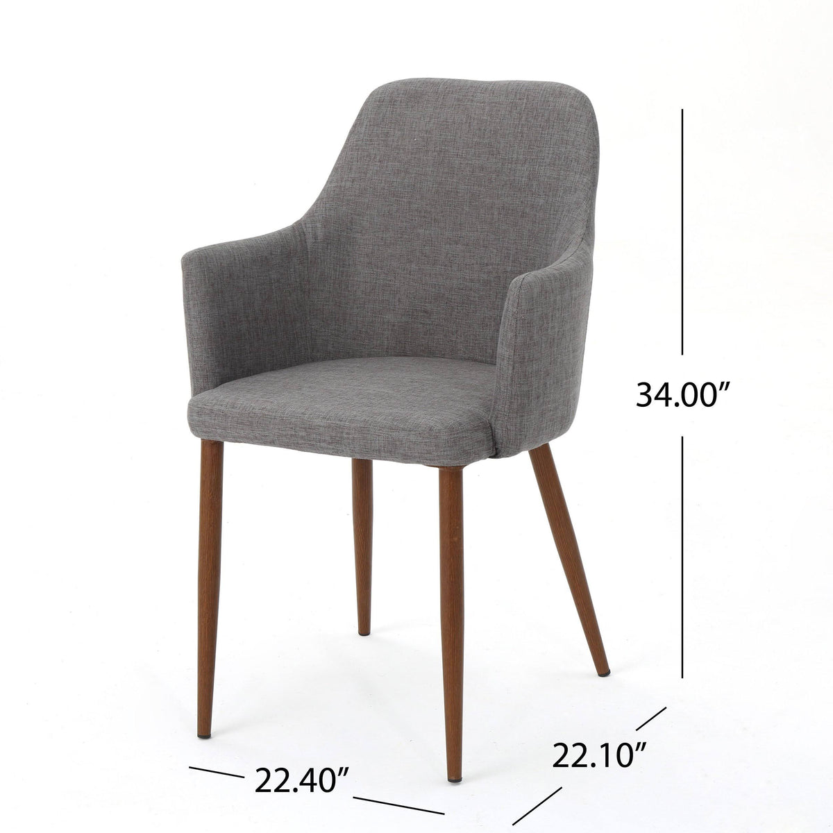 Muted Orange Fabric Dining Chair with Light Brown Wood Finished Metal Legs, Set of 2 W97981