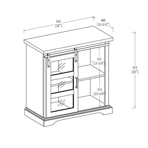 Dark Walnut Sliding Glass Door Buffet Cabinet V49254