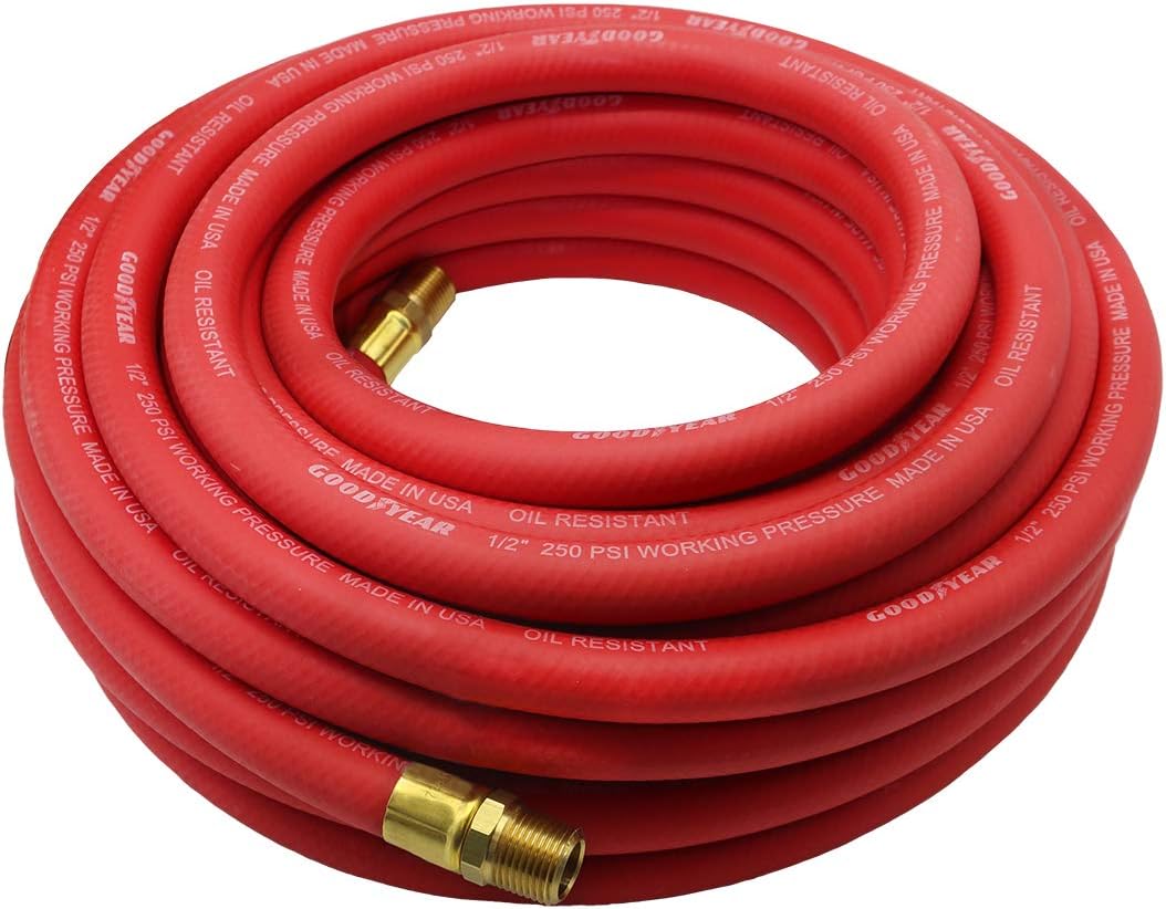Red Rubber Air Hose 1/2-Inch x 50-Feet 250 PSI Pack of 2 U18234