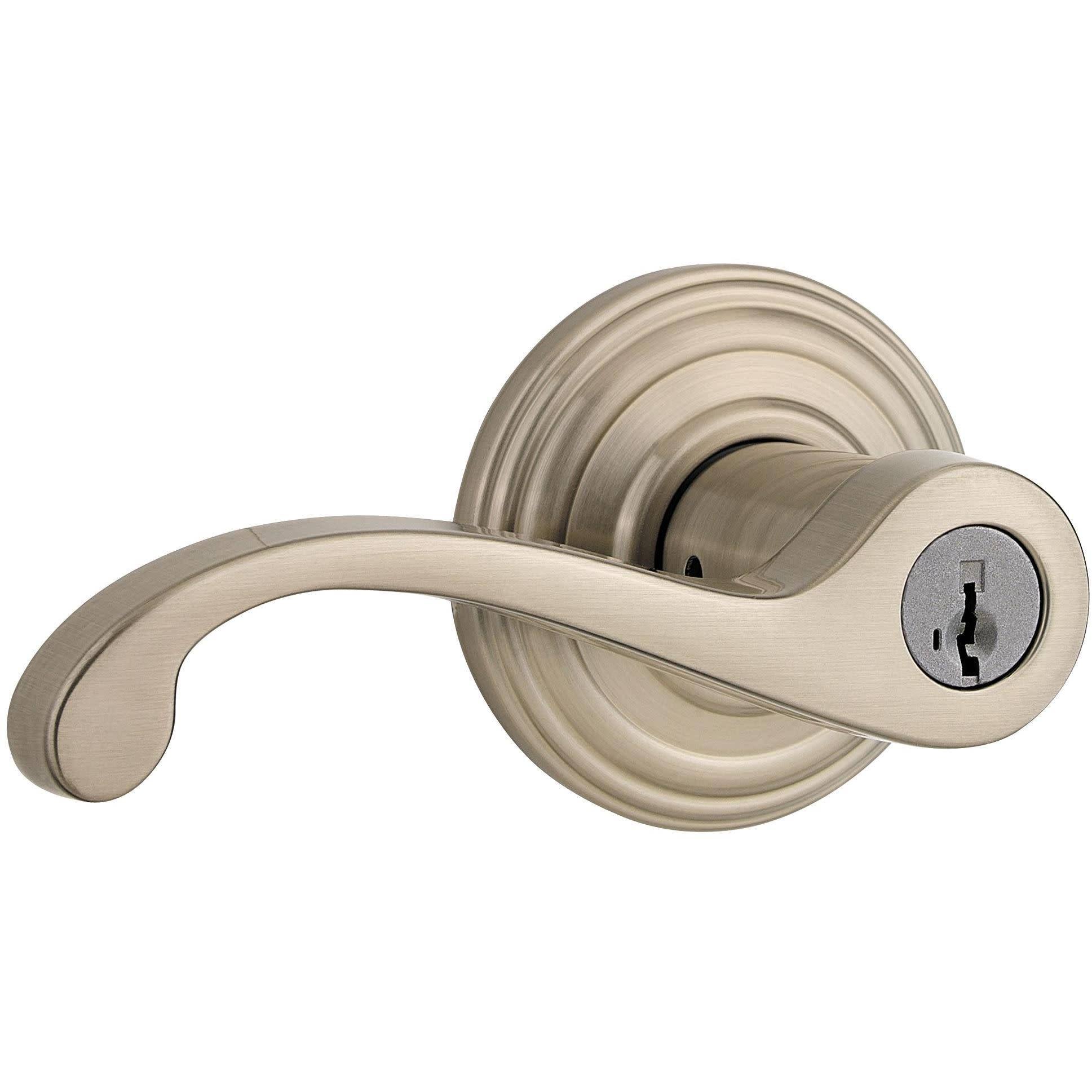 Satin Nickel Keyed Entry Lever P383