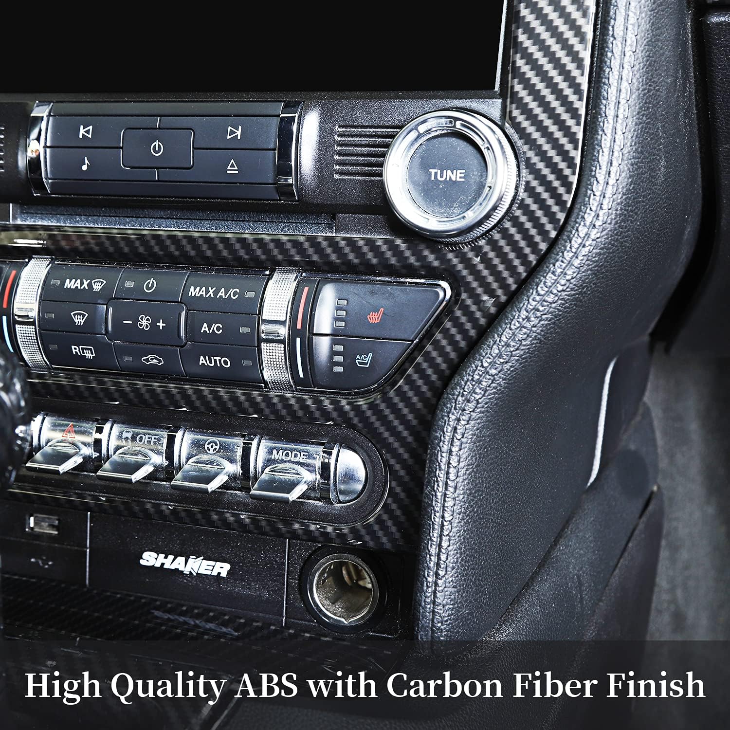 Carbon Fiber Center Console Multimedia Panel Decoration Trim Sticker Pack of 2 F668