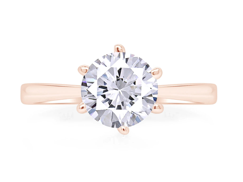 14K Rose Gold Over Sterling Silver Moissanite Solitaire Engagement Ring E826