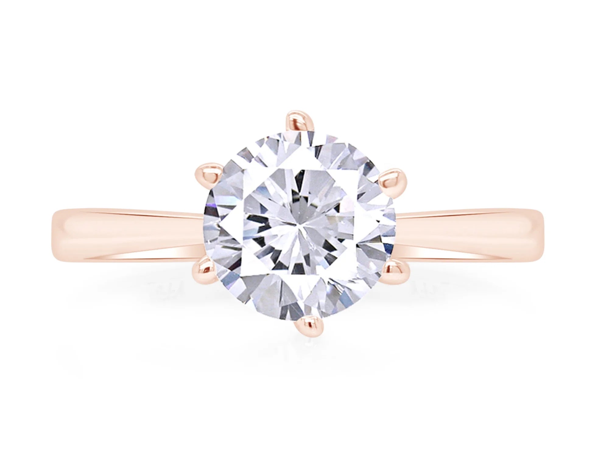 14K Rose Gold Over Sterling Silver Moissanite Solitaire Engagement Ring E826