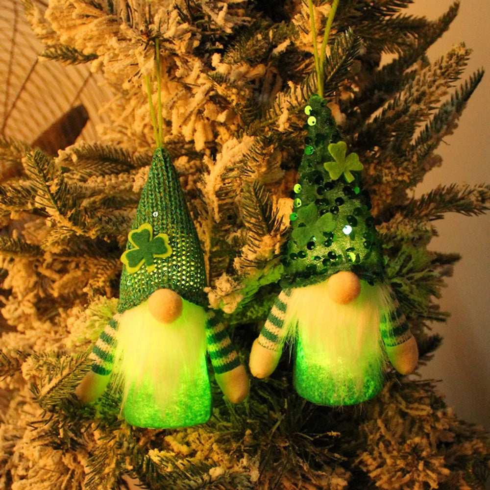 2 Pack St Patricks Day Gnome Plush Elf Decorations Table Decor Ornament Dwarf Figurines Green Handmade Faceless Gnome T3958