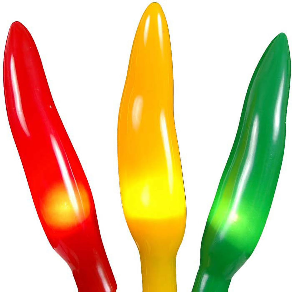 35 Light Chilli Pepper Mini Light Set, Red/Green/Yellow, Green Wire, 11' Long C624