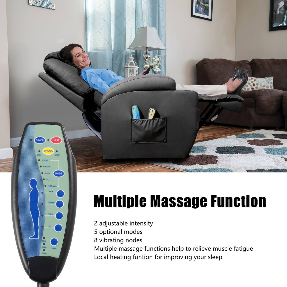 Black Power Lift Recliner with Massage and HEAT Y632