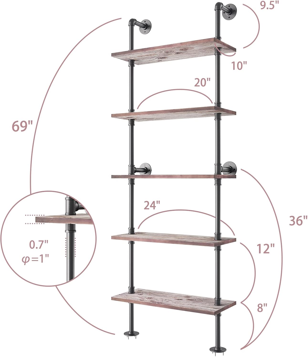 6 Tier Solid Wood Ladder Shelf Q9582