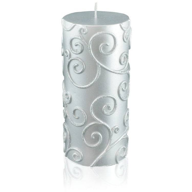 Blue Scroll Pillar Candle D989076