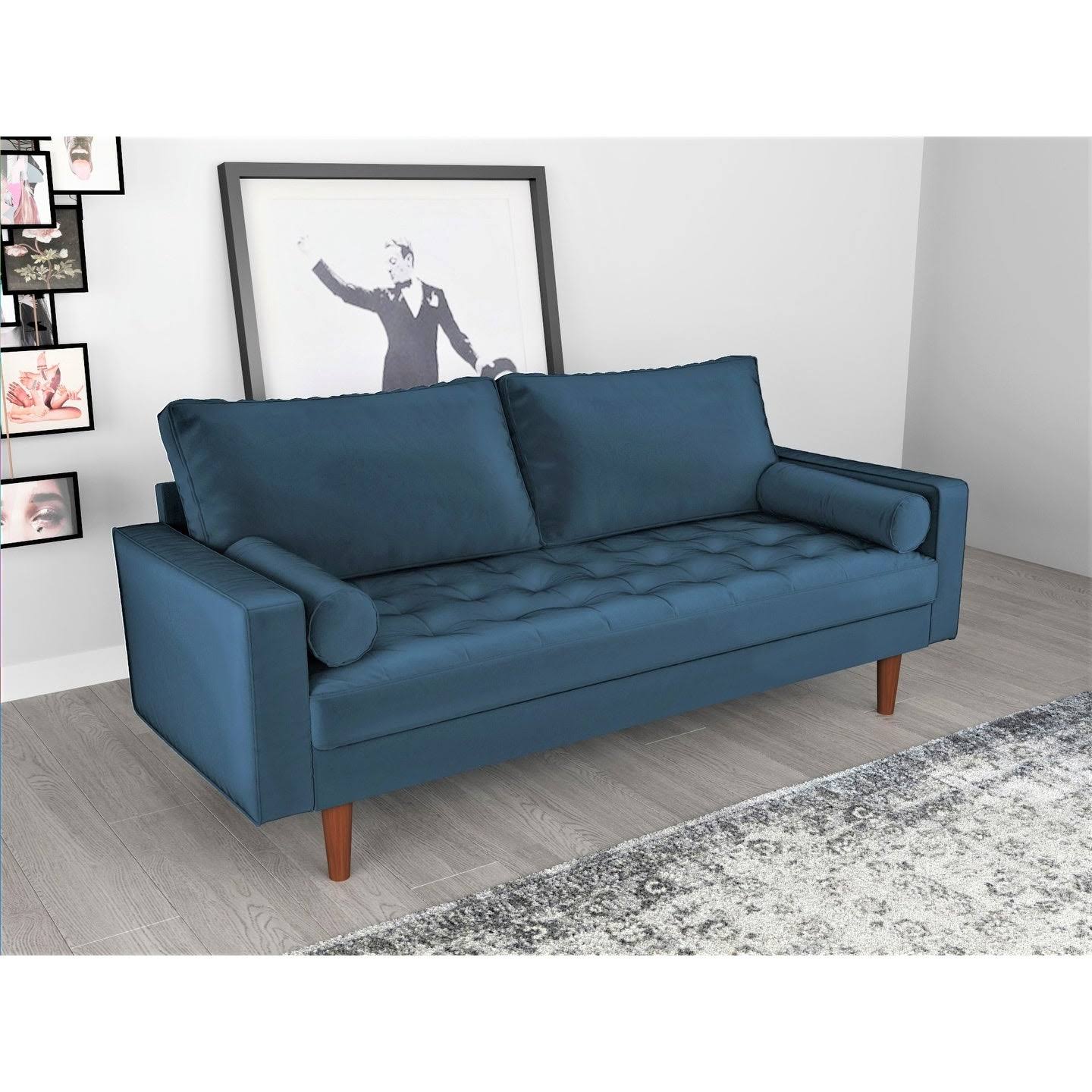 Faux Leather Mid-Century Loveseat R9598