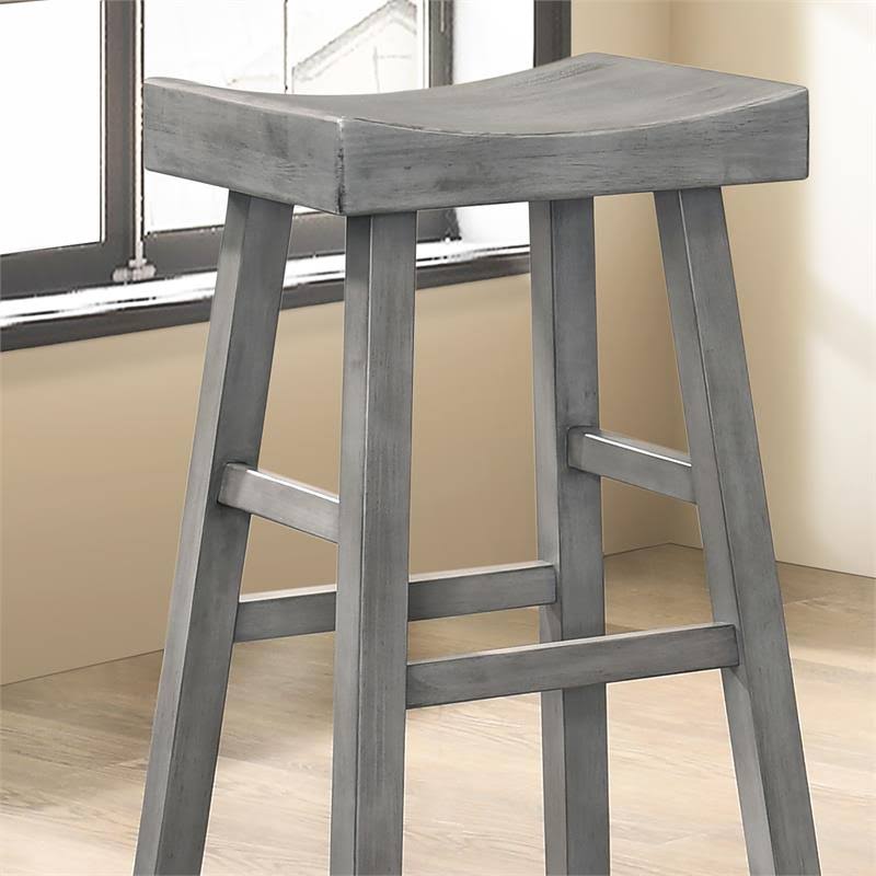 Antique Gray Wood Saddle Stool (Set of 2) F1742