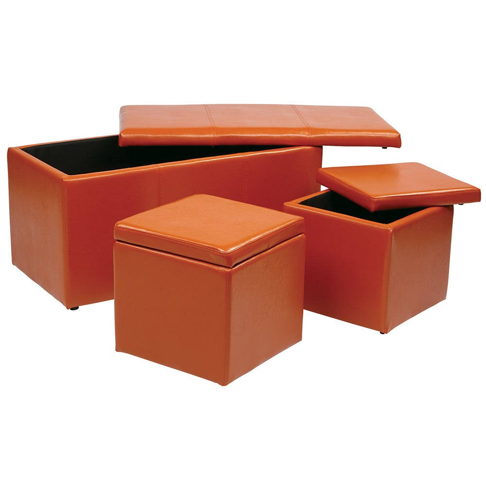 Purple Vinyl Ottoman Set F8872