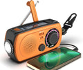 2200mAh Portable Hand Crank Solar Emergency Weather Radio, NOAA/AM/FM, Power Bank, Flashlight, Orange, Pack of 2 Z1463