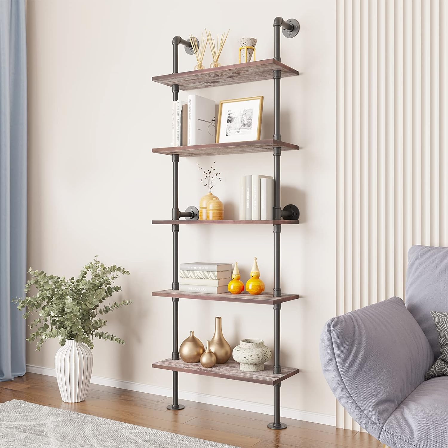 6 Tier Solid Wood Ladder Shelf Q9582