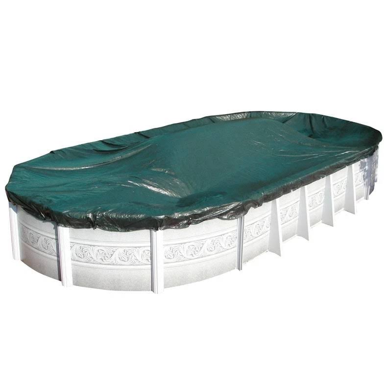 Solid Winter Cover for 18x34 ft Oval Pools with 50 Cover Clips W54661