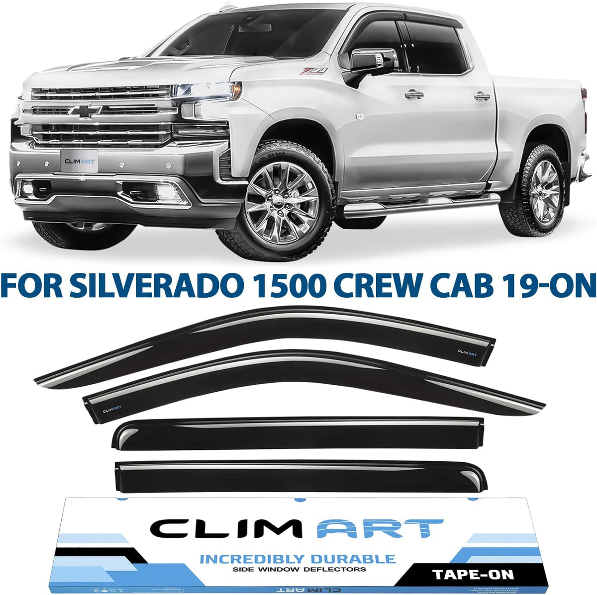 4pcs in-Channel Window Deflectors for Chevrolet Silverado/GMC Sierra 1500 Crew Cab Q7160